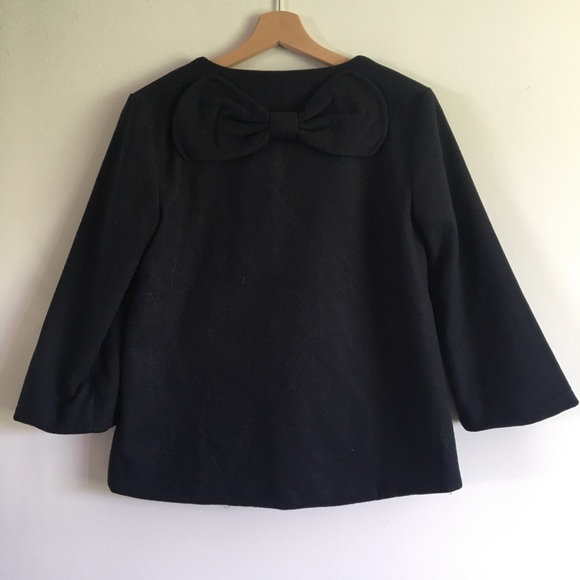 Francesca's Navy Coat w/ Bow Detail - Picture 3 of 8